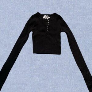 🛎️ 5/$20 Princess Polly Black Long Sleeve Cropped Size 0